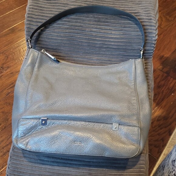 Lauren Ralph Lauren Dark Gray Pebbled Leather Hobo Bag - Picture 2 of 16